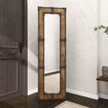 Miroir sur pied en bois rustique marron, décoratif, en bois orné, aucun assemblage requis