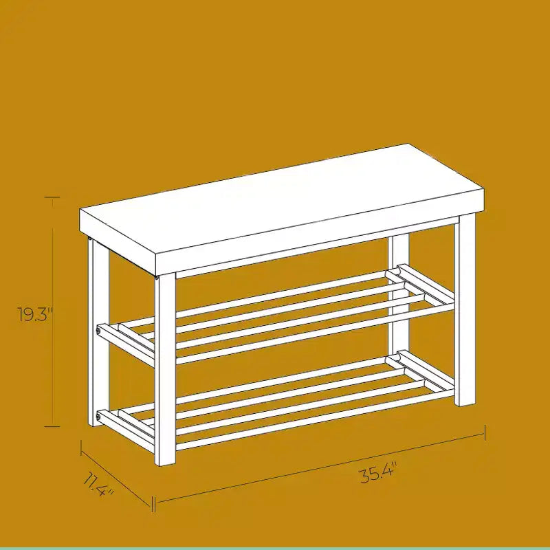 Banc à chaussures 2 niveaux en bambou, stable, organisateur de chaussures pour entrée, salon, supporte jusqu'à 136 kg, 29 x 90 x 49 cm