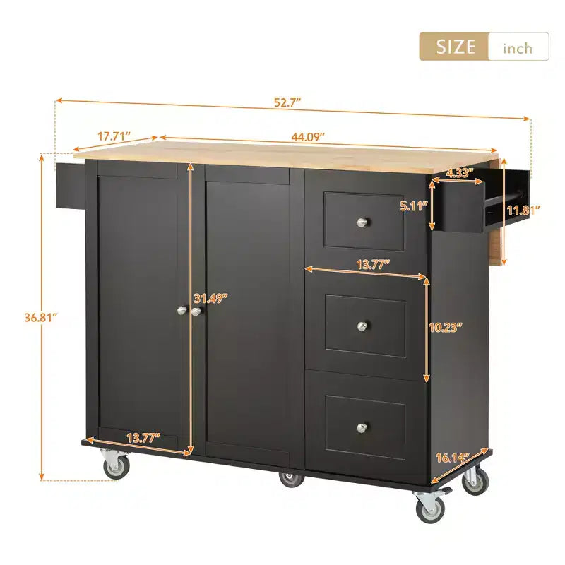 Chariot d'îlot de cuisine moderne, Chariot de cuisine avec étagères et tiroirs