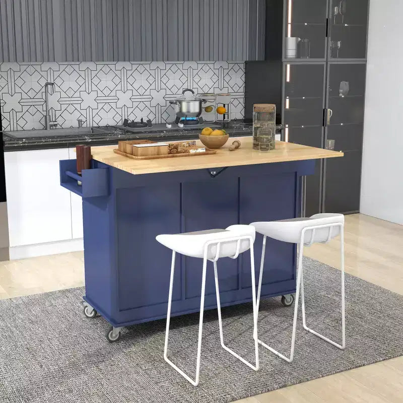 Chariot d'îlot de cuisine moderne, Chariot de cuisine avec étagères et tiroirs