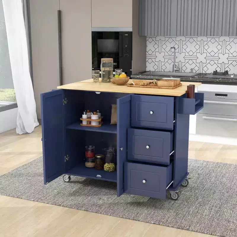 Chariot d'îlot de cuisine moderne, Chariot de cuisine avec étagères et tiroirs
