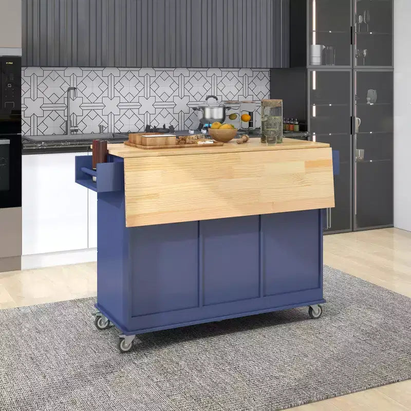 Chariot d'îlot de cuisine moderne, Chariot de cuisine avec étagères et tiroirs
