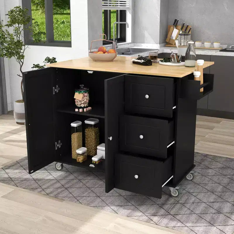 Chariot d'îlot de cuisine moderne, Chariot de cuisine avec étagères et tiroirs