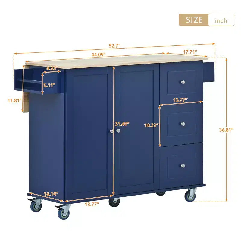 Chariot d'îlot de cuisine moderne, Chariot de cuisine avec étagères et tiroirs