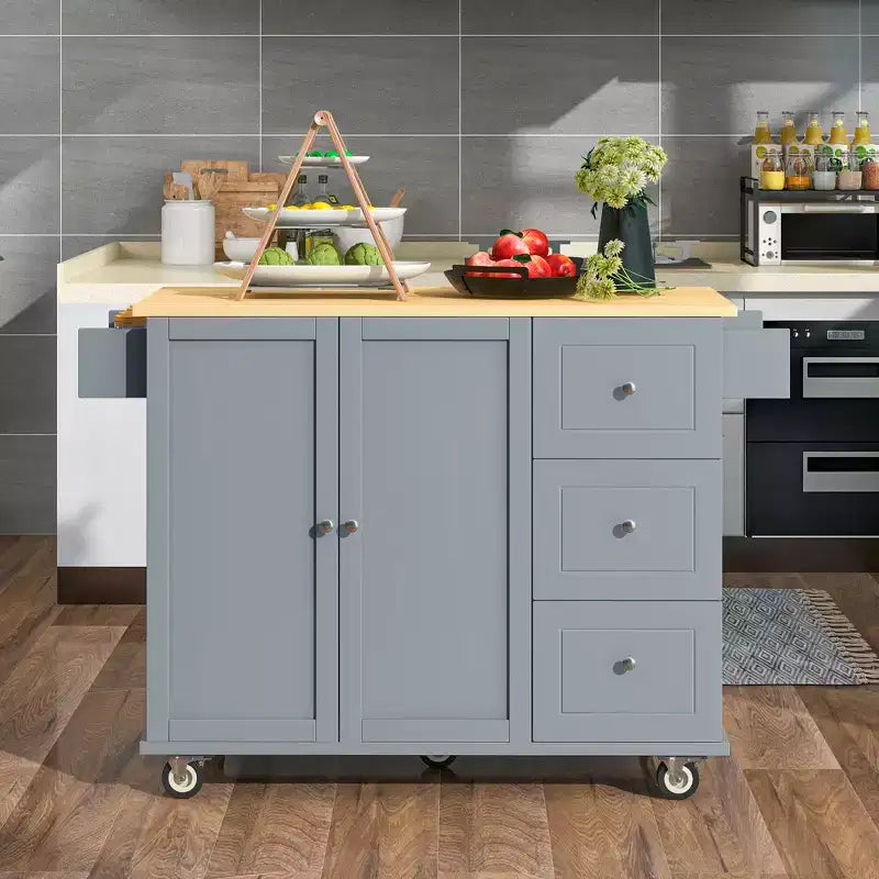 Chariot d'îlot de cuisine moderne, Chariot de cuisine avec étagères et tiroirs