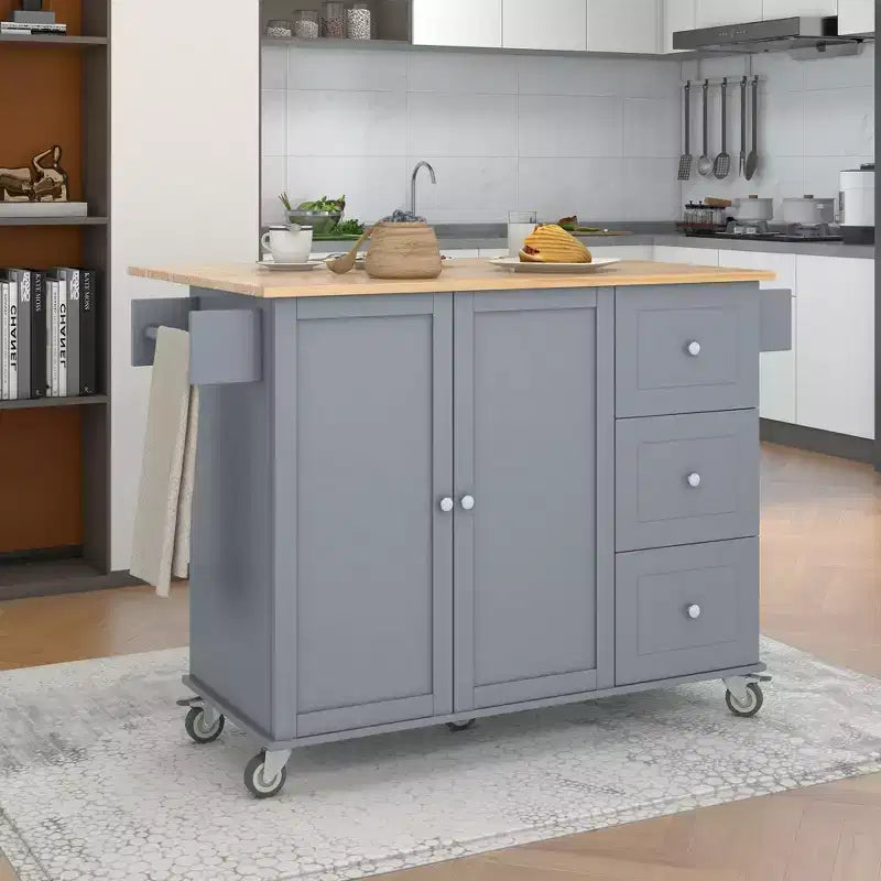 Chariot d'îlot de cuisine moderne, Chariot de cuisine avec étagères et tiroirs