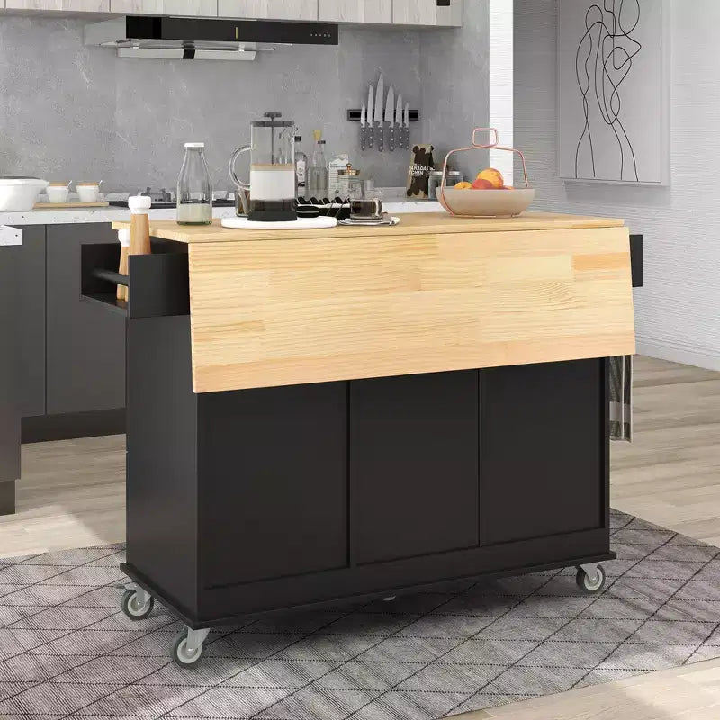 Chariot d'îlot de cuisine moderne, Chariot de cuisine avec étagères et tiroirs