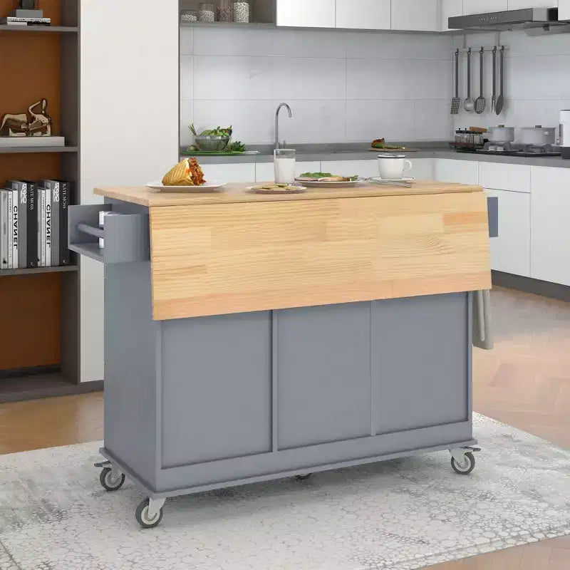 Chariot d'îlot de cuisine moderne, Chariot de cuisine avec étagères et tiroirs