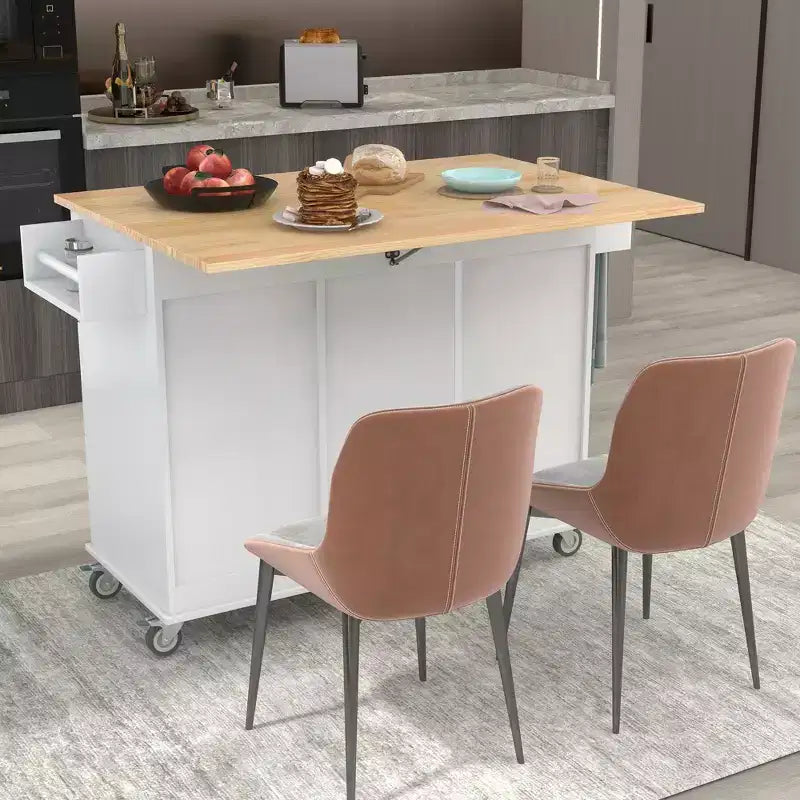 Chariot d'îlot de cuisine moderne, Chariot de cuisine avec étagères et tiroirs