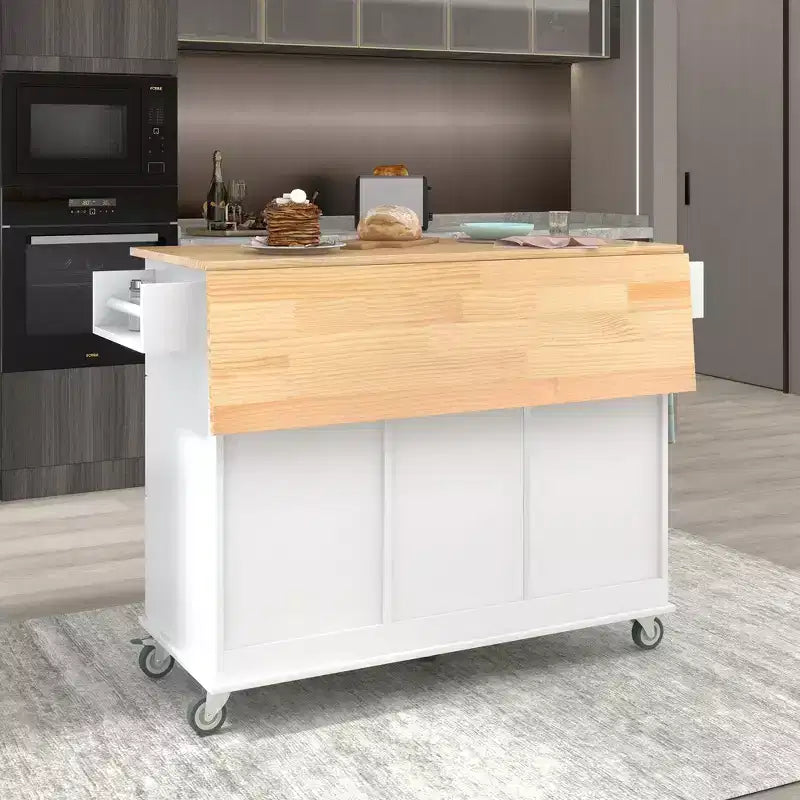 Chariot d'îlot de cuisine moderne, Chariot de cuisine avec étagères et tiroirs