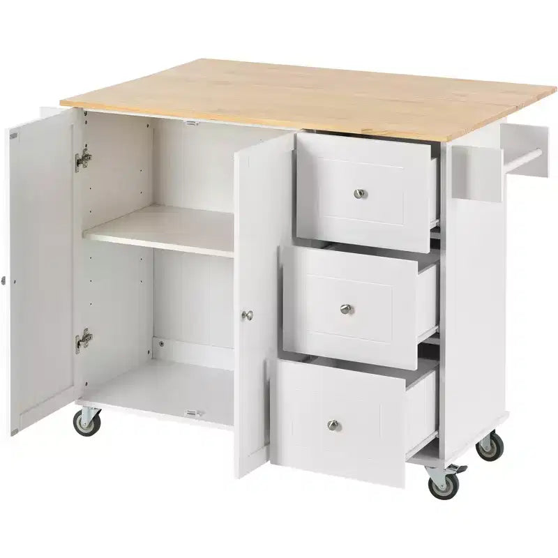 Chariot d'îlot de cuisine moderne, Chariot de cuisine avec étagères et tiroirs