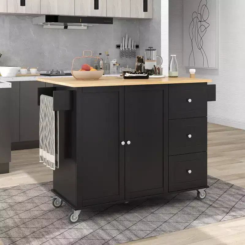 Chariot d'îlot de cuisine moderne, Chariot de cuisine avec étagères et tiroirs