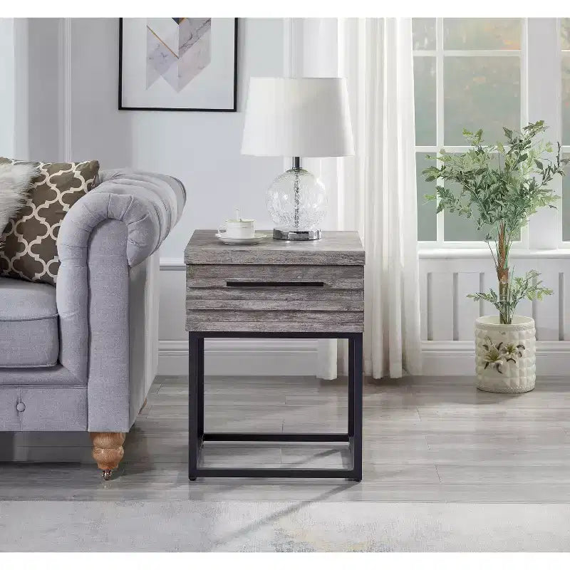 Roundhill Furniture Celestial Contemporary Storage End Table
