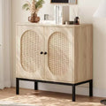 Whizmax Rattan Buffet Cabinet, Natural Storage Cabinet with Adjustable Shelves, Small Sideboard Table for Dining Room Kitchen Living Room Hallway