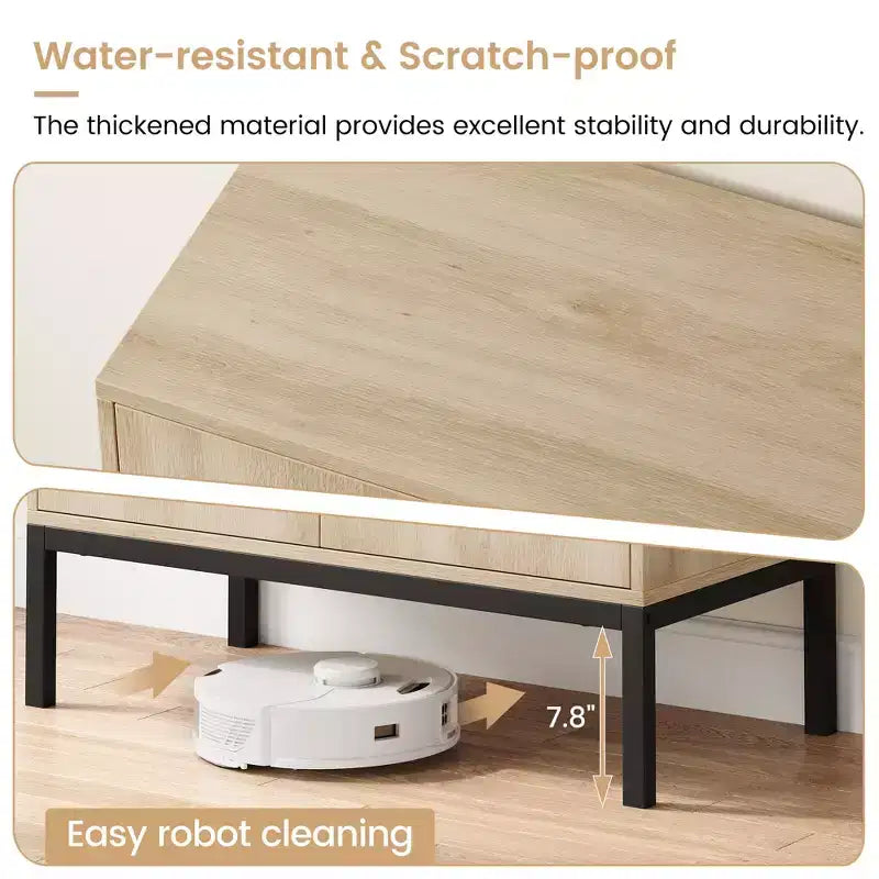 Bahut en rotin, meuble de rangement naturel avec étagères réglables, petite console pour salle à manger, cuisine, salon, couloir