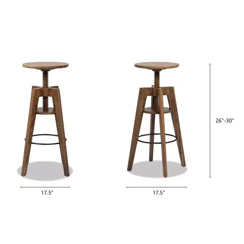 Tabouret de bar réglable minimaliste en chêne, chêne brun noyer