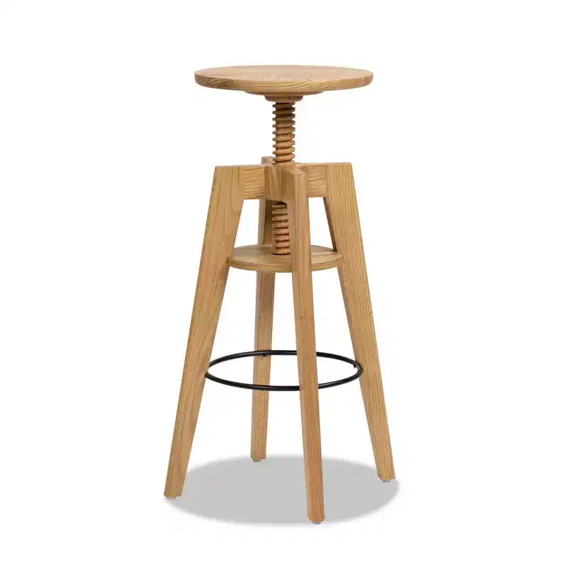 Tabouret de bar réglable minimaliste en chêne, chêne brun noyer
