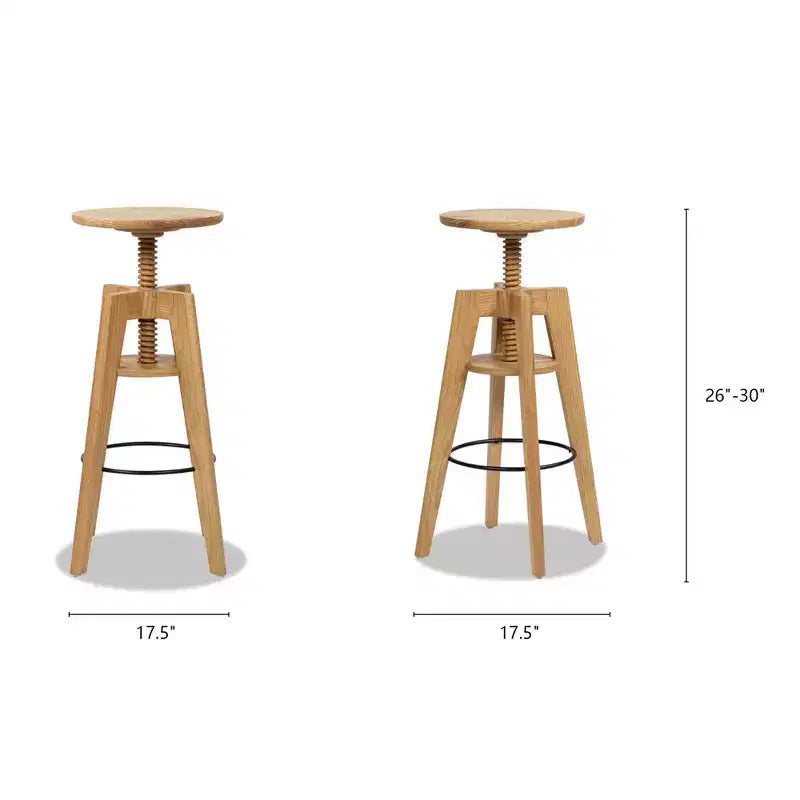 Tabouret de bar réglable minimaliste en chêne, chêne brun noyer