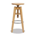 Jennifer Taylor Home Spencer Minimalist Oak Wood Adjustable Bar Counter Stool, Walnut Brown Oak Wood