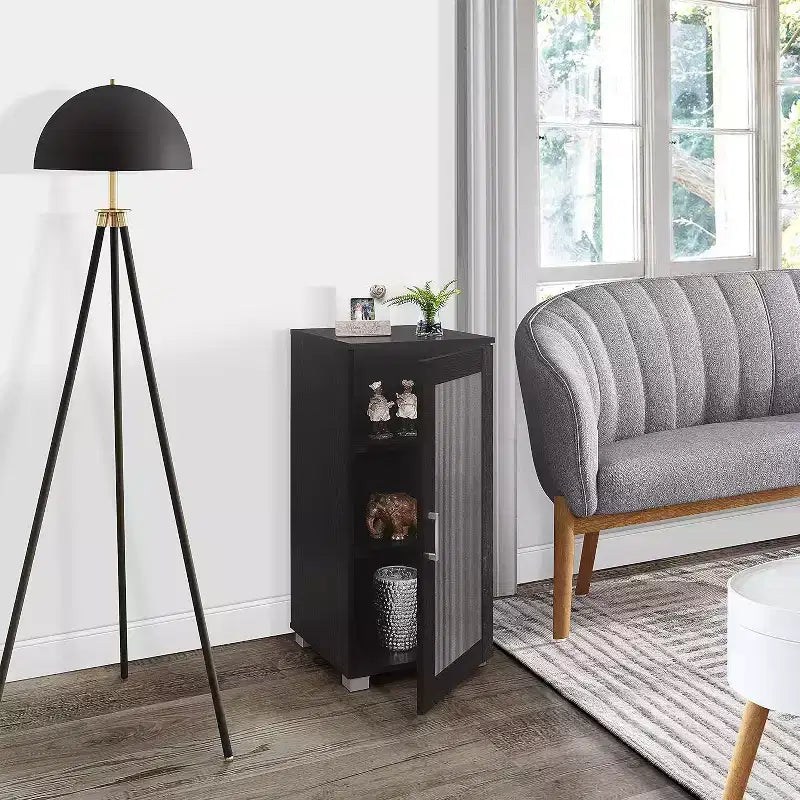 Kings Brand Furniture - Accent Buffet Curio Storage Cabinet with Glass Door for Living Room, Bedroom, Kitchen, Office, and Entryway