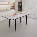 Table à manger carrée extensible en MDF aspect marbre, style industriel cuisine et salle à manger, pieds coniques en métal