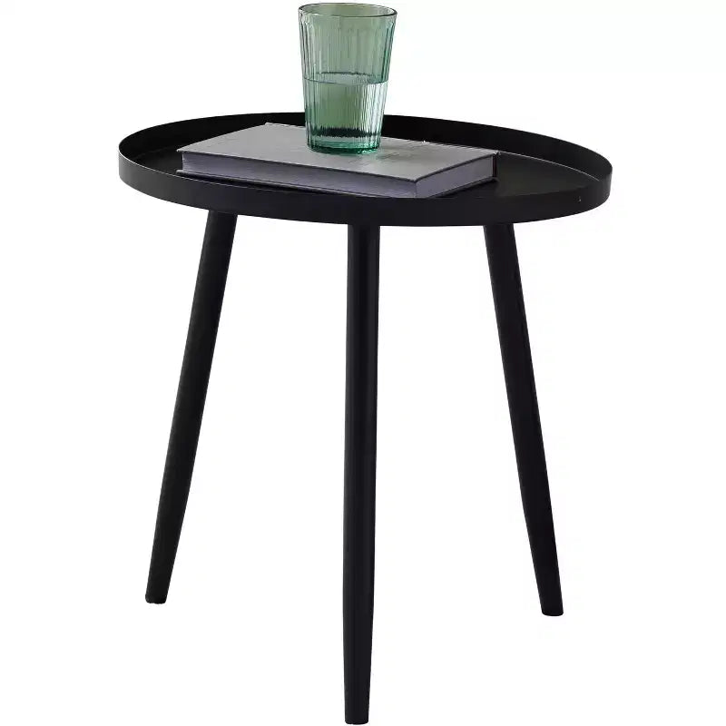 Table d'appoint ronde en métal, table de chevet, noire