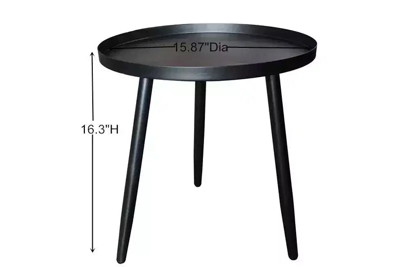 Table d'appoint ronde en métal, table de chevet, noire