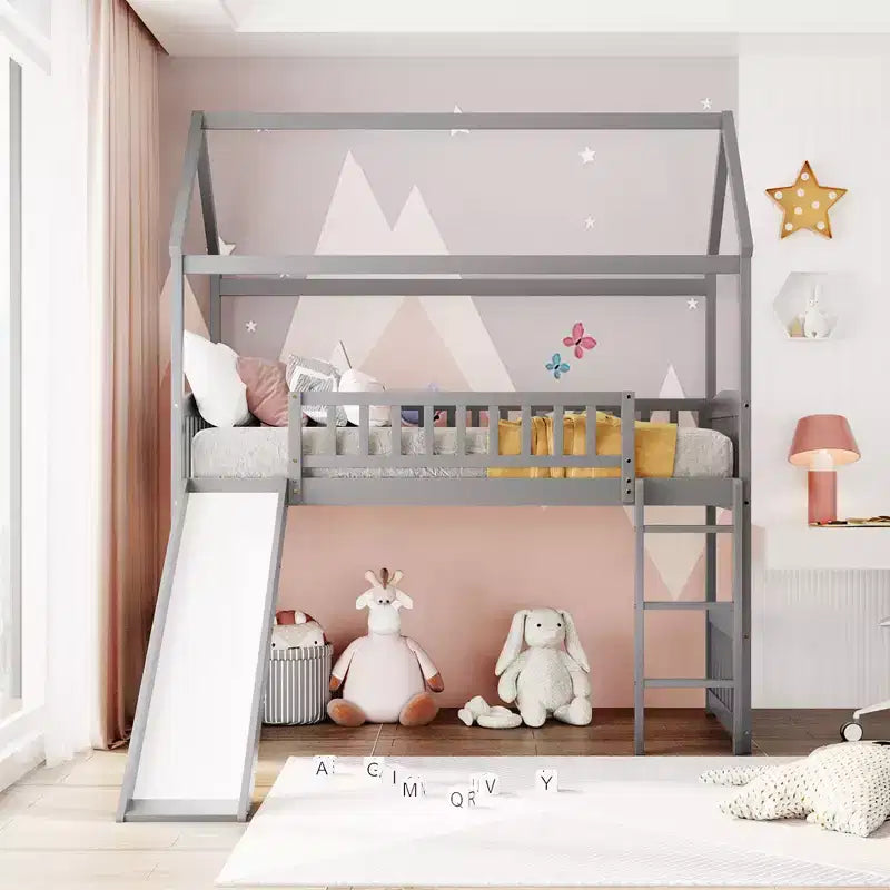 Lit superposé moderne double avec toboggan de 79,5L x 41,8W
