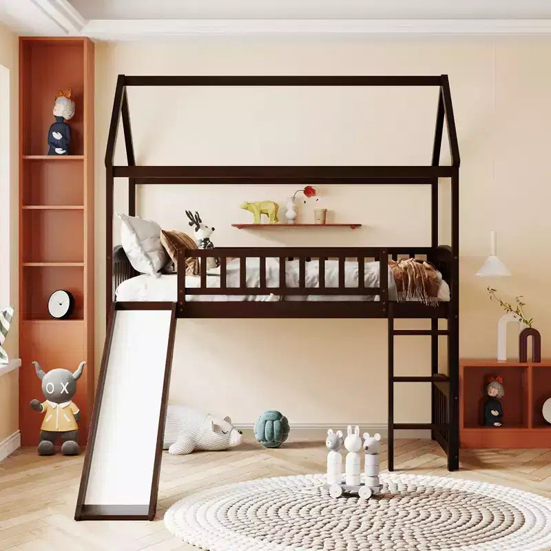 Lit superposé moderne double avec toboggan de 79,5L x 41,8W