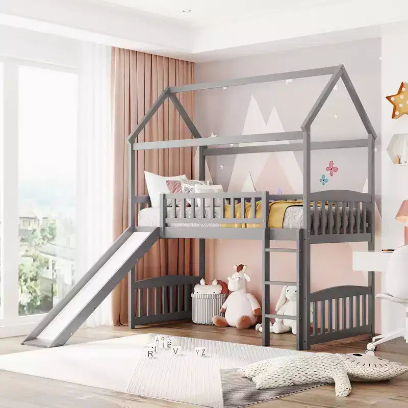 Lit superposé moderne double avec toboggan de 79,5L x 41,8W