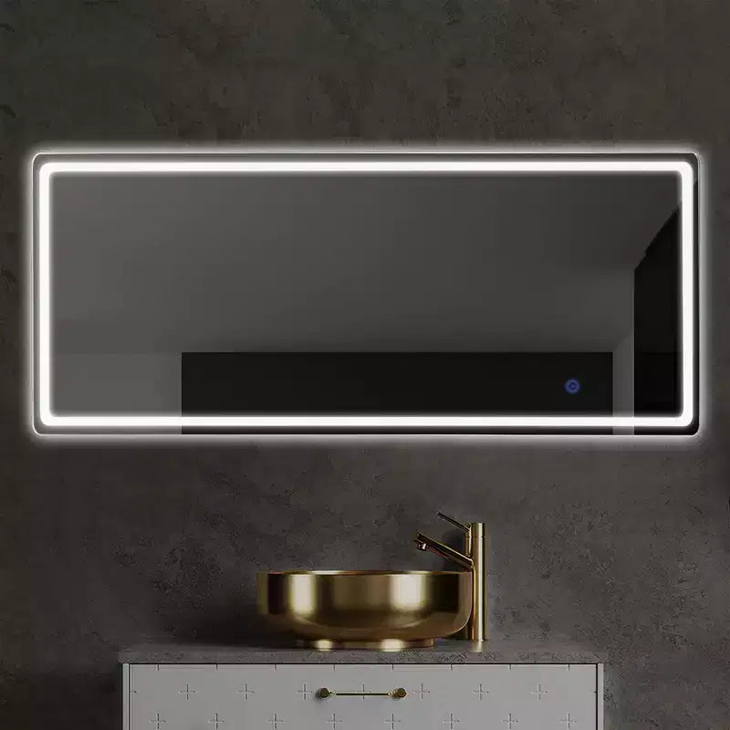 PexFix 16 in. W x 63 in. H Modern Full Length Rectangular Frameless Mirror With Rounded Corner in Silver