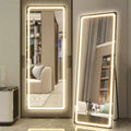 Miroir rectangulaire moderne sans cadre de 16 po L x 63 po H avec coins arrondis, couleur argent