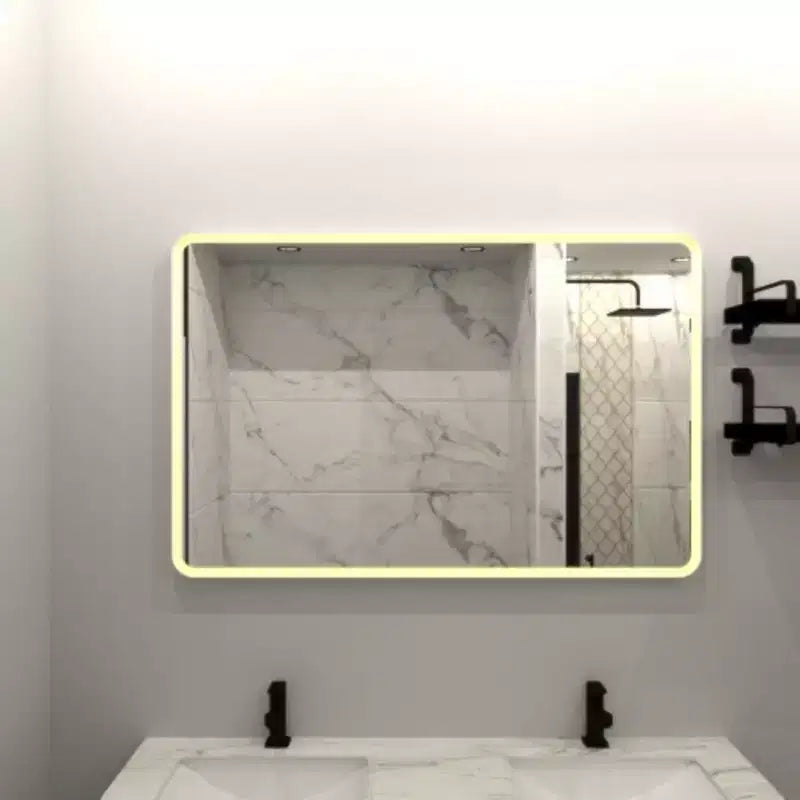 Miroir de courtoisie de salle de bain mural rectangulaire 24 X 32, avec cadre, intensité réglable et fonction anti-buée, avec éclairage LED