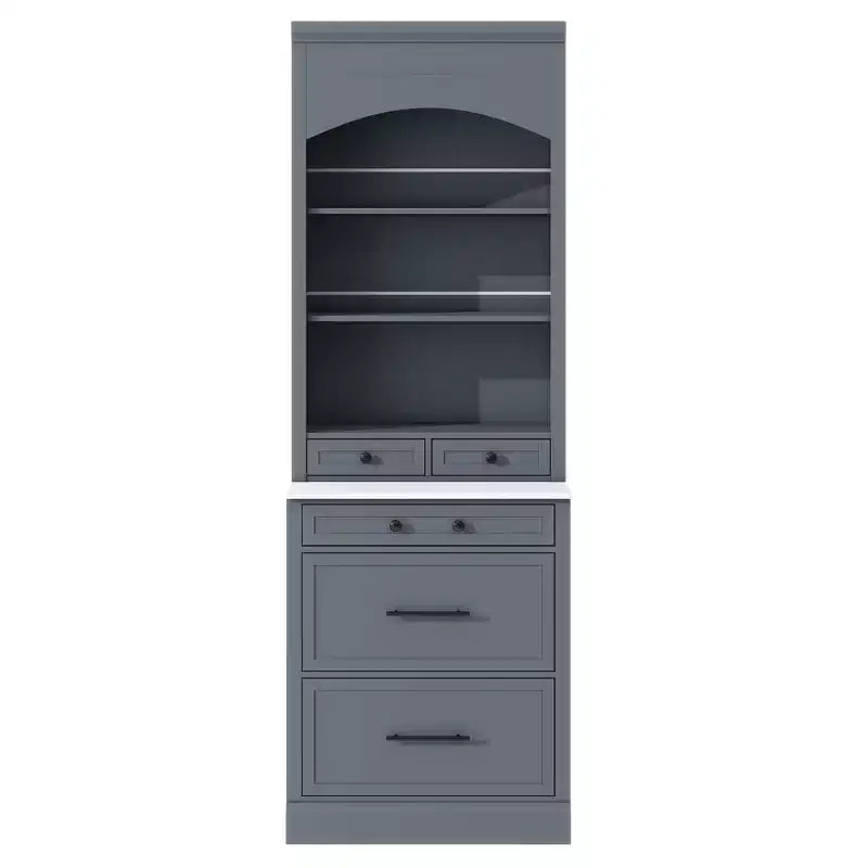 Garde-manger de cuisine de 83,7 po de hauteur, buffet de cuisine autoportant avec plateau aspect marbre, armoire de rangement avec 5 tiroirs et étagère réglable