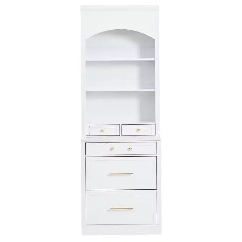 Garde-manger de cuisine de 83,7 po de hauteur, buffet de cuisine autoportant avec plateau aspect marbre, armoire de rangement avec 5 tiroirs et étagère réglable