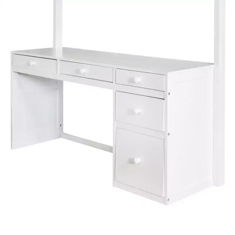Lit mezzanine double/grand avec échelle, étagères et bureau avec tiroirs