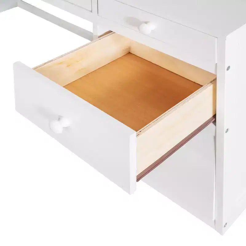 Lit mezzanine double/grand avec échelle, étagères et bureau avec tiroirs