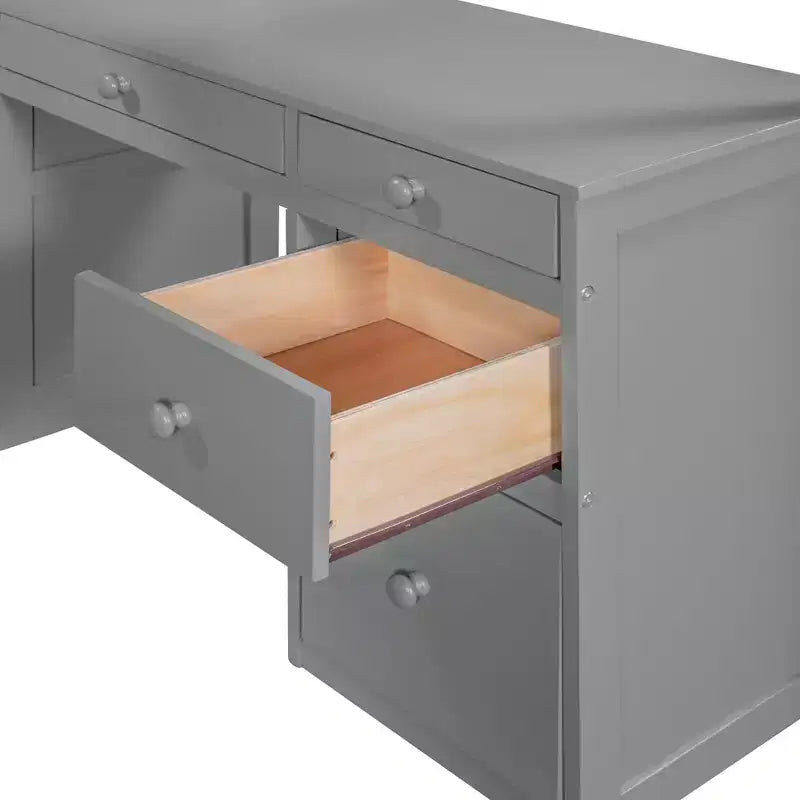 Lit mezzanine double/grand avec échelle, étagères et bureau avec tiroirs