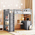 Twin/Full Size Loft Bed with Ladder, Shelves and Desk with Drawers - ModernLuxe