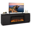 Costway Fireplace TV Stand for TVs up to 80 with Electric Fireplace 3 Adjustable Shelves Black/White