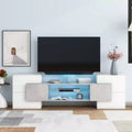 88'' TV Stand with 2 LED-Illuminated Shelves, High Gloss Entertainment Center, Color-Changing LED Cabinet for Living Room