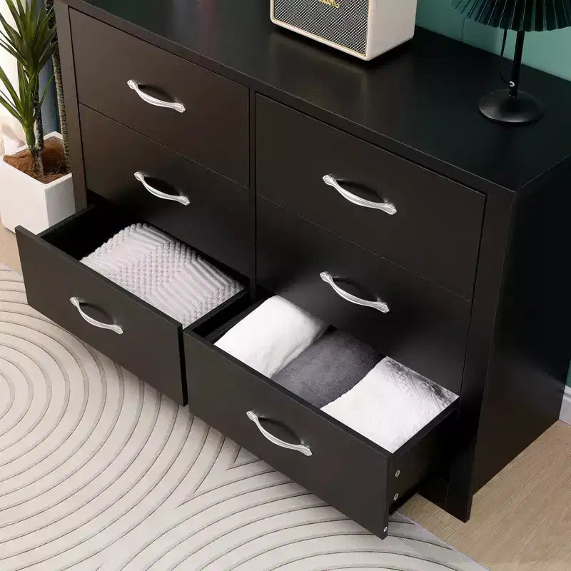 Commode 6 tiroirs en bois, finition naturelle, horizontale, pour chambre à coucher, en MDF