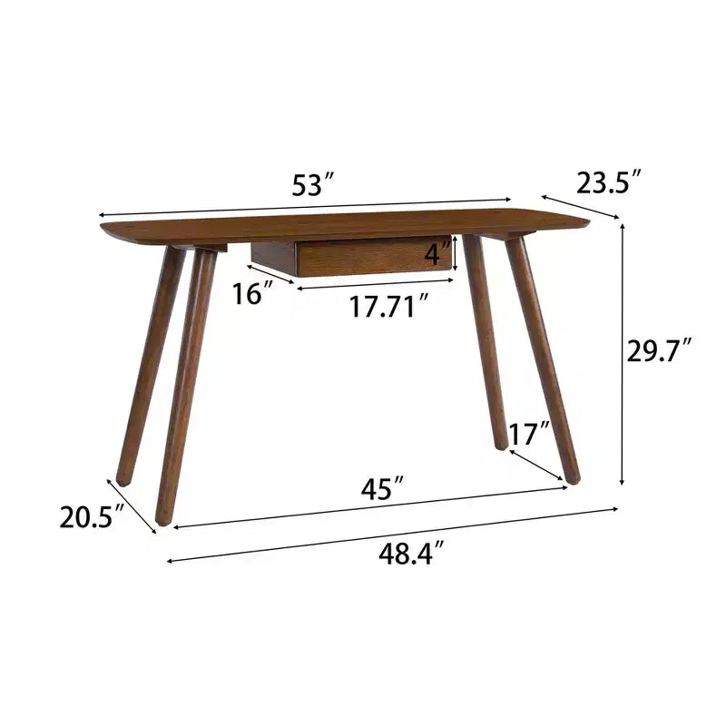 Bureau informatique polyvalent en bois avec 1 tiroir, Noyer