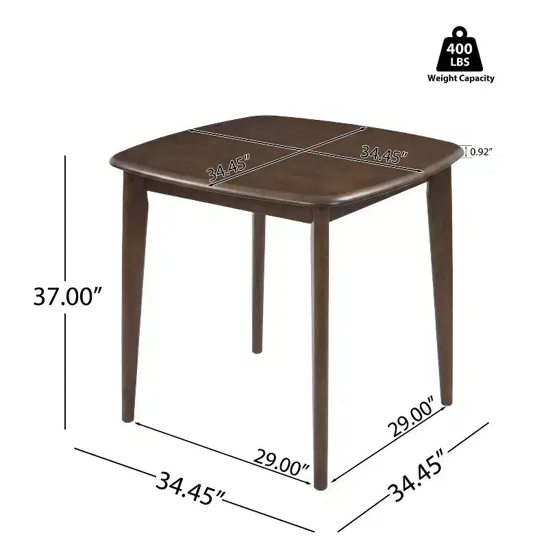 Table de comptoir carrée moderne en bois d'hévéa à bord incurvé