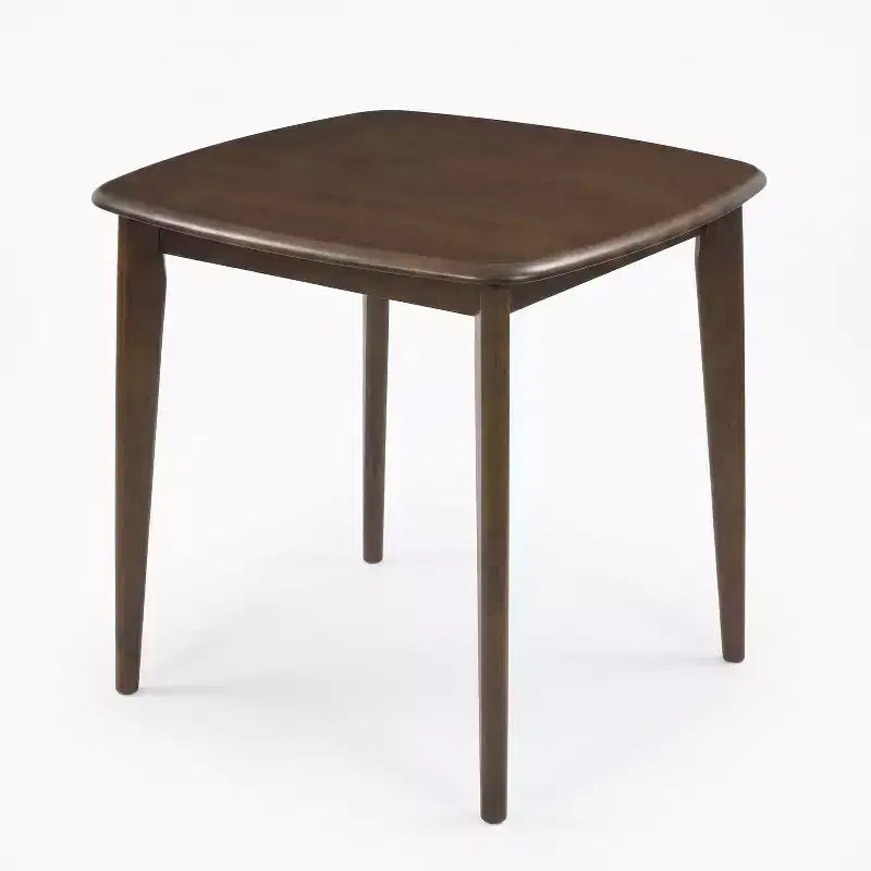 Table de comptoir carrée moderne en bois d'hévéa à bord incurvé