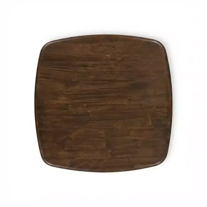 Table de comptoir carrée moderne en bois d'hévéa à bord incurvé