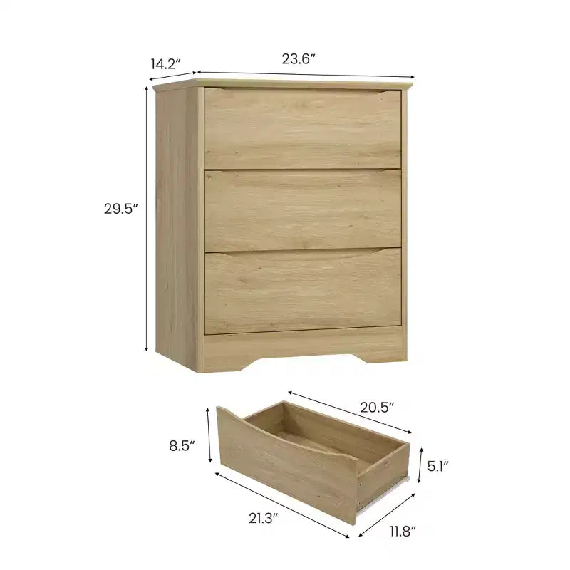 Commode moderne avec 3 tiroirs spacieux - 60x36x75 cm, poignées dissimulées pour chambre et salon