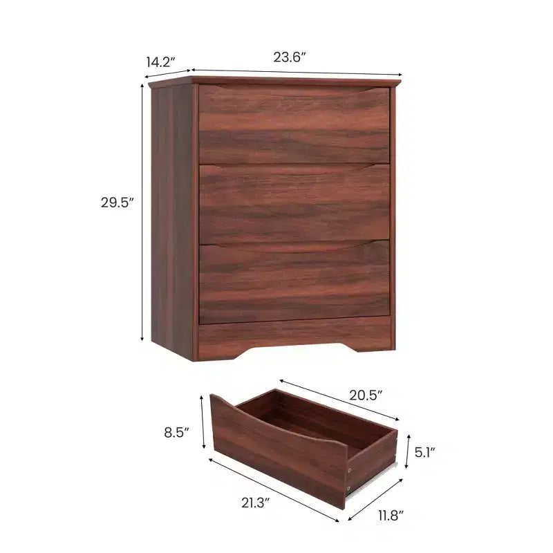 Commode moderne avec 3 tiroirs spacieux - 60x36x75 cm, poignées dissimulées pour chambre et salon