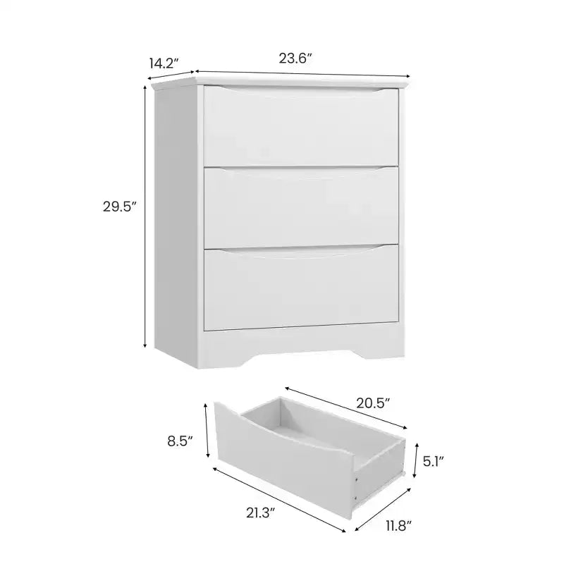 Commode moderne avec 3 tiroirs spacieux - 60x36x75 cm, poignées dissimulées pour chambre et salon