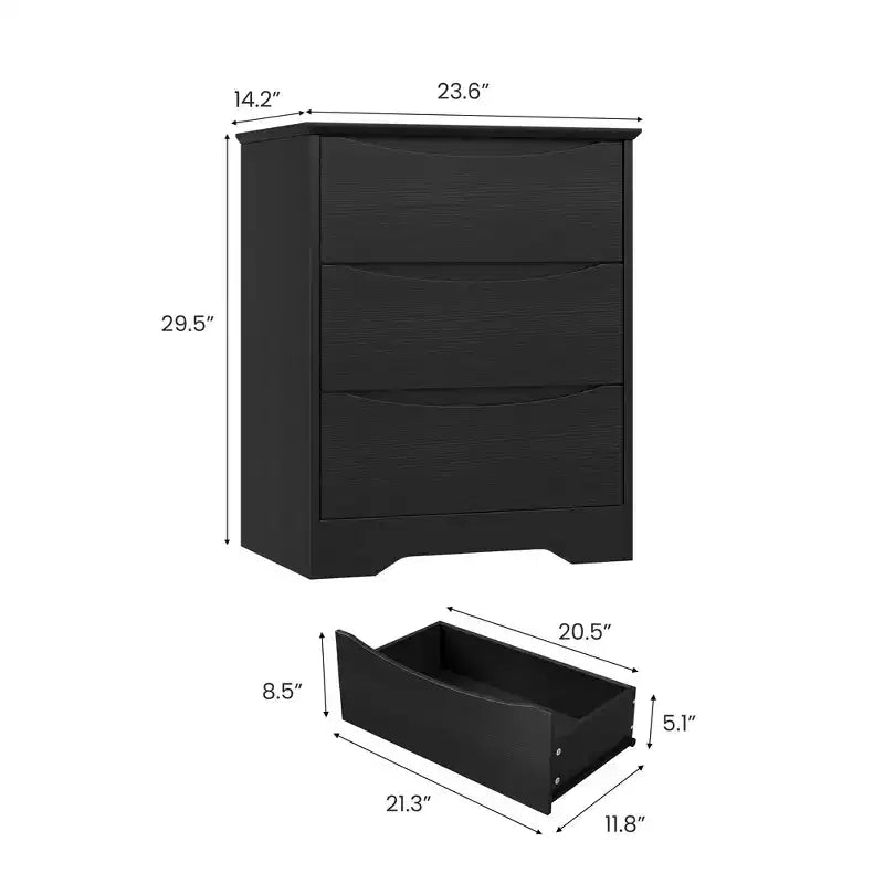 Commode moderne avec 3 tiroirs spacieux - 60x36x75 cm, poignées dissimulées pour chambre et salon